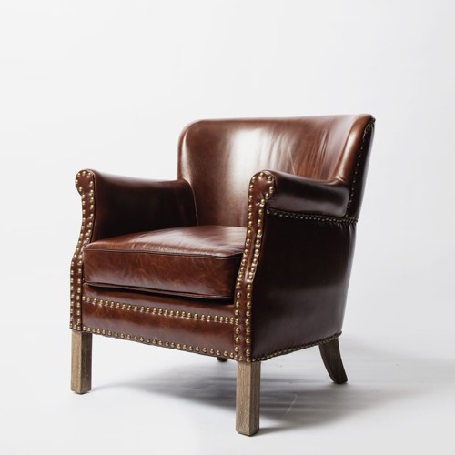 Mid-century tan leather armchair