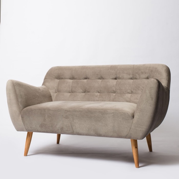 Bouclé three-seat sofa on a supplier product page
